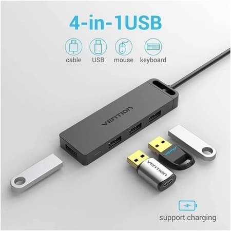 VENTION HUB 4-PORT USB 3.0 WITH POWER SUPPLY 0.5M BLACK - CHLBD