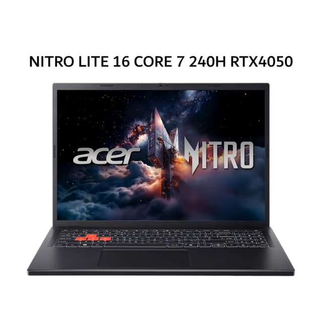 ACER NITRO LITE 16 CORE 7 240H RTX4050 6GB/ 16GB 512GB W11+OHS+M365B 16.0WUXGA 180HZ 100SRGB BLIT 2Y+ADP BLK -71G.78GF