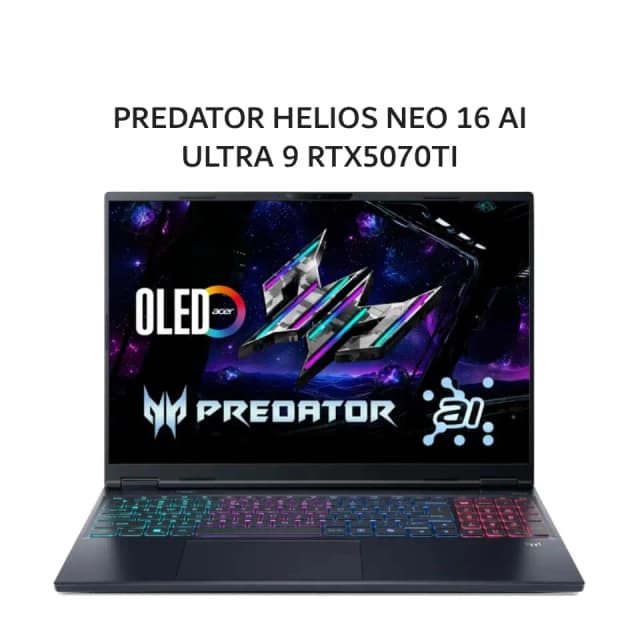 ACER PREDATOR HELIOS NEO 16 AI ULTRA 9 275HX RTX5070TI 12GB/ 32GB 1TB W11+OHS+M365B 16.0WQXGA 240HZ 100DCIP3 4ZRGB -73.945L