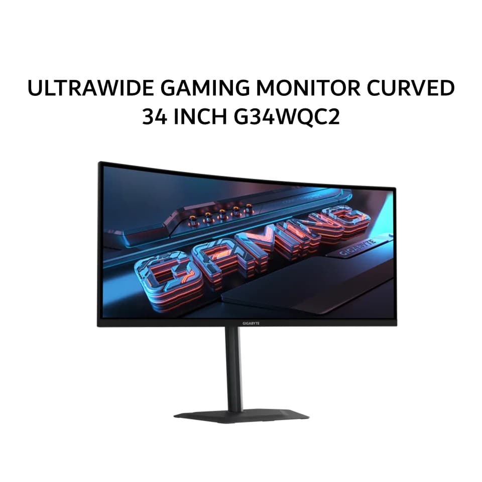 GIGABYTE ULTRAWIDE GAMING MONITOR CURVED 34 INCH G34WQC2 VA 1500R WQHD 2K 1440P 1MS 200HZ HDR400 SPEAKER TILT 3Y
