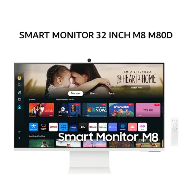SAMSUNG SMART MONITOR 32 INCH M8 M80D UHD VA UHD 4K 2160P 4MS 60HZ HDR10 ERGONOMIC SPEAKER WEBCAM 1Y PART + 3Y SERVICE