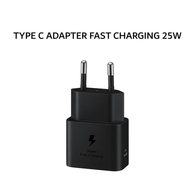 SAMSUNG TRAVEL TYPE C ADAPTER CHARGER FAST CHARGING 25W - BLACK (GARANSI 6 BULAN)