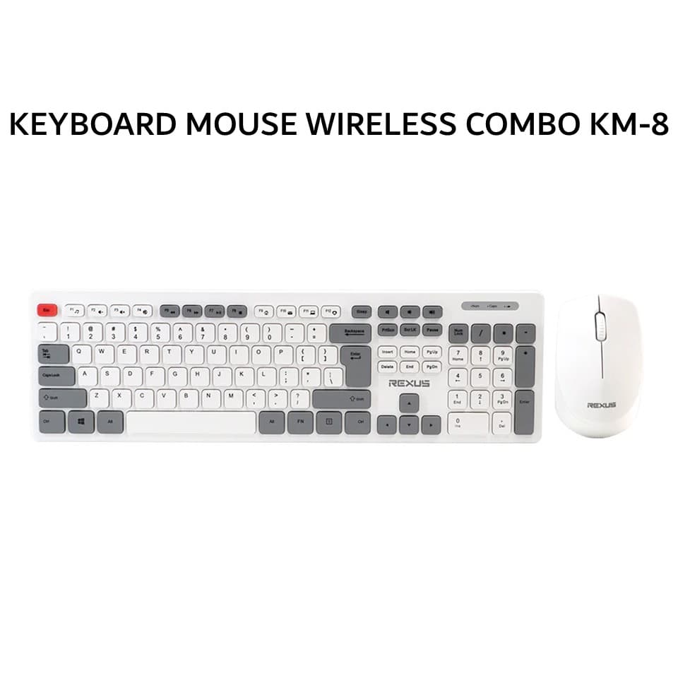REXUS KEYBOARD MOUSE WIRELESS COMBO KM-8 - WHITE