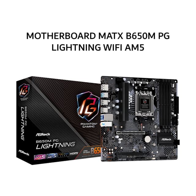 ASROCK MOTHERBOARD MATX B650M PG LIGHTNING WIFI AM5 /AMD 3Y