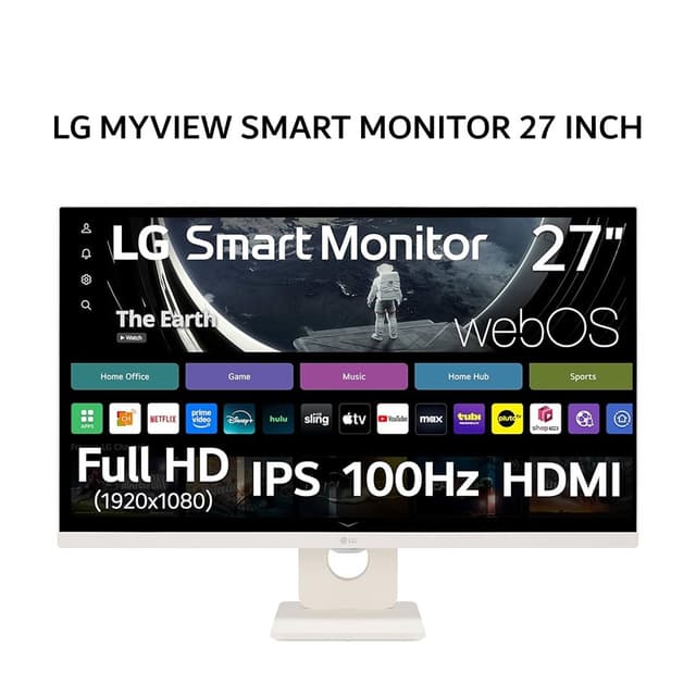 LG MYVIEW SMART MONITOR 27 INCH 27U511SA-W IPS FHD 1080P 5MS 100HZ SPEAKER WEBOS WHITE 3Y