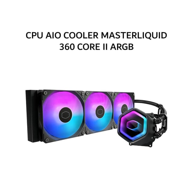 COOLER MASTER CPU AIO COOLER MASTERLIQUID 360 CORE II ARGB (360MM RADIATOR + 3X 120MM ARGB FANS) BLACK 5Y