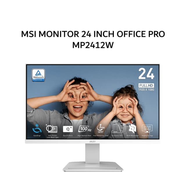 MSI MONITOR 24 INCH OFFICE PRO MP2412W VA FHD 1080P 1MS 100HZ WHITE 3Y