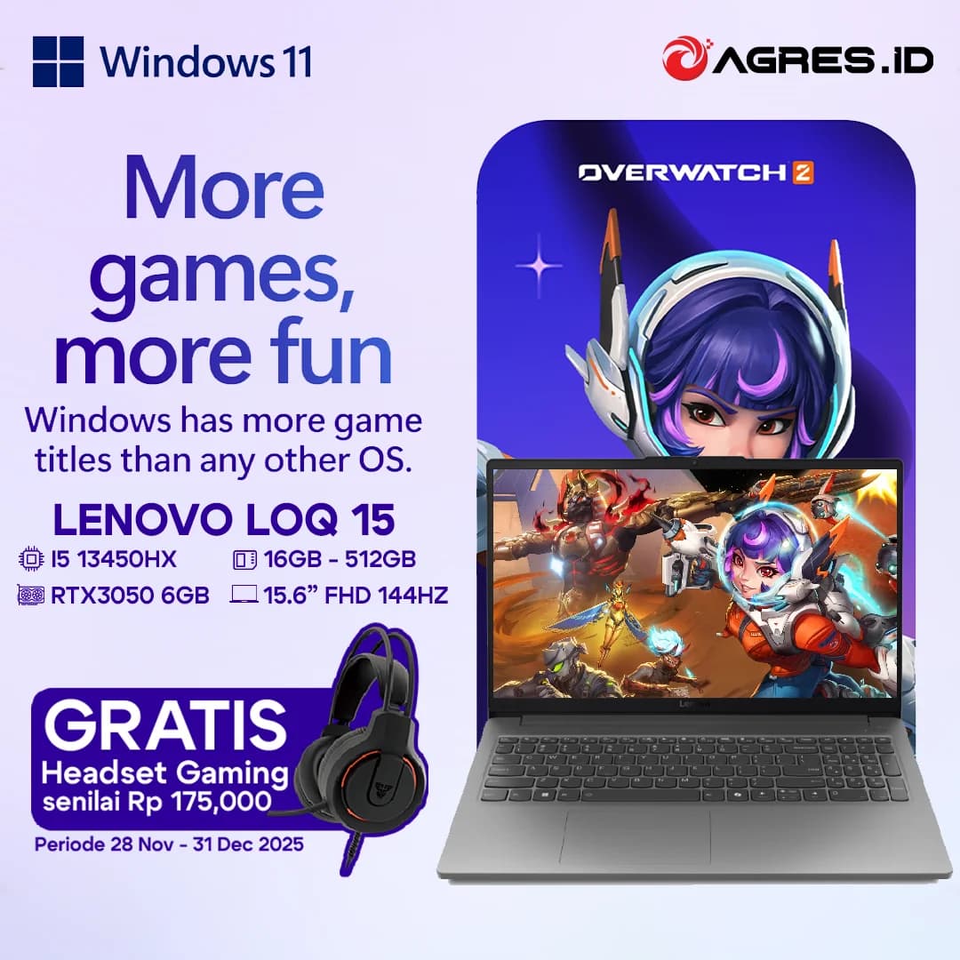 More games, more fun - Lenovo LOQ 15 - Gratis Headset Gaming