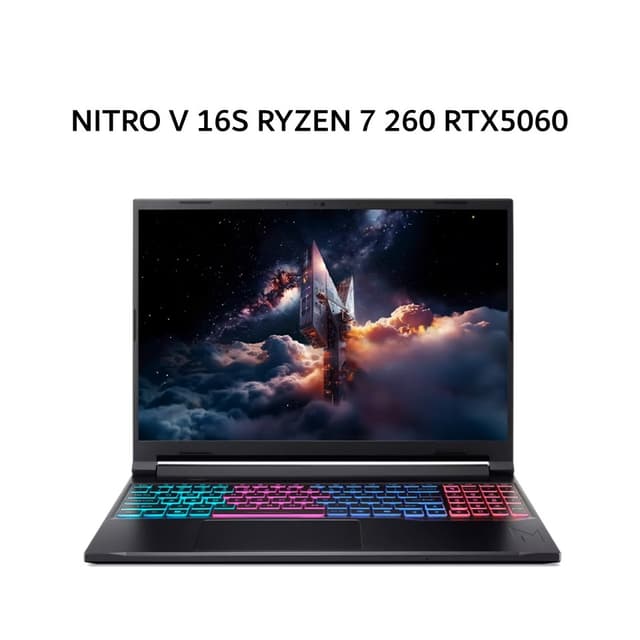 ACER NITRO V 16S RYZEN 7 260 RTX5060 8GB/ 16GB 512GB W11+OHS+M365B 16.0WQXGA 180HZ 100SRGB 2Y+ADP BLK -41.R70Y
