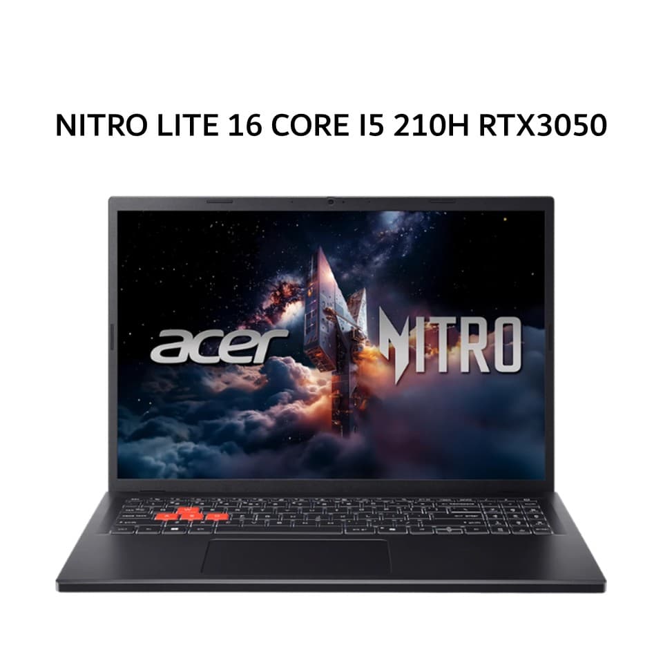 ACER NITRO LITE 16 CORE I5 210H RTX3050 6GB/ 16GB 512GB W11+OHS 16.0WUXGA 180HZ 100SRGB BLIT 2Y+ADP BLK -71G.5613